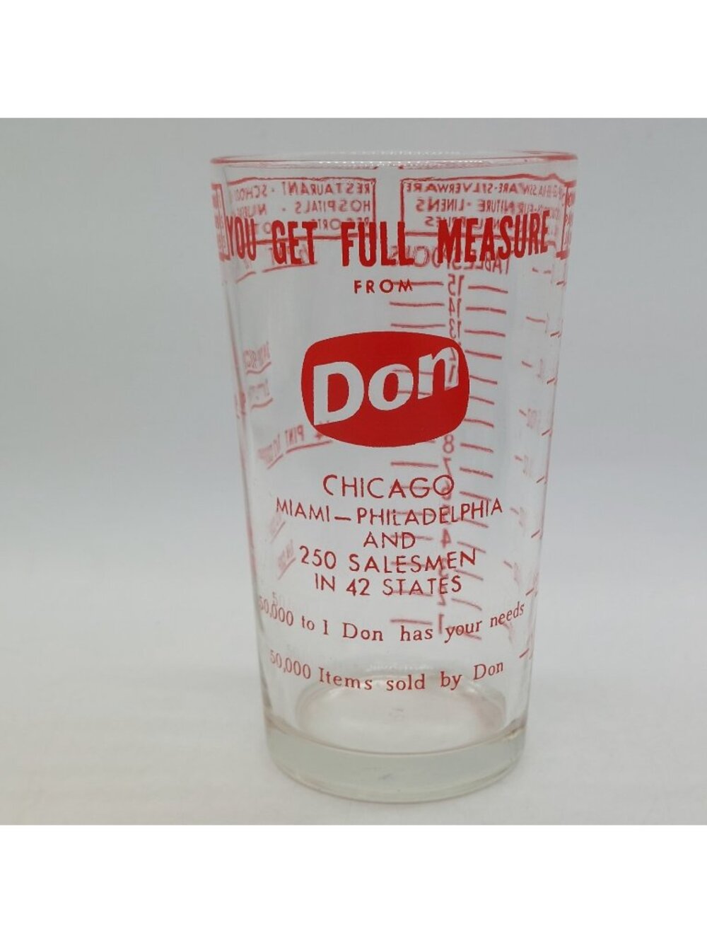 Edward Don & Company Advertising Measuring Glass